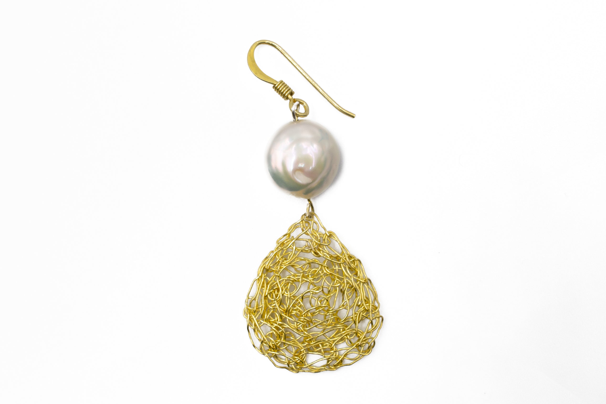 Gold Teardrop Pearl Earrings