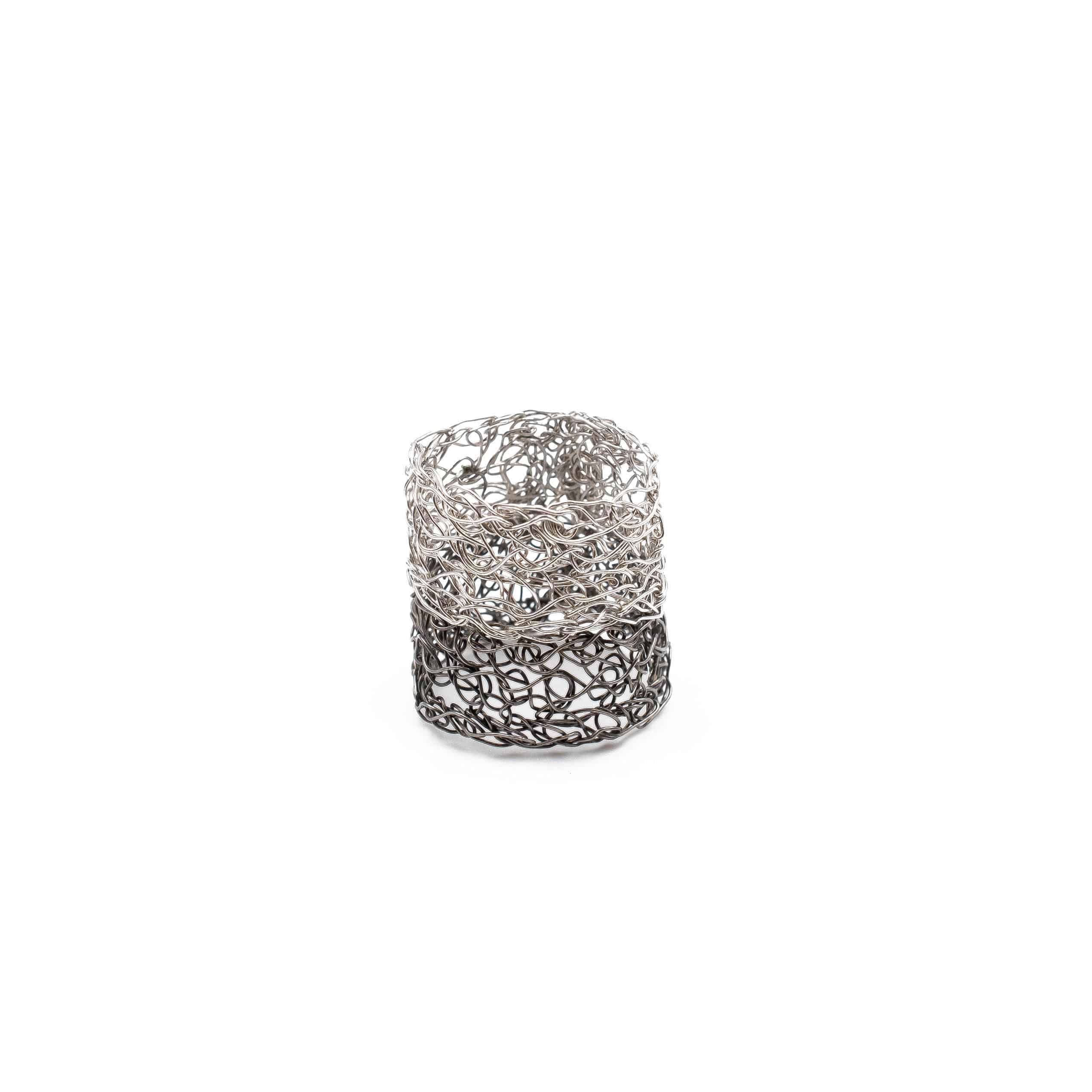 Platinum and Black Rhodium Double Band Ring