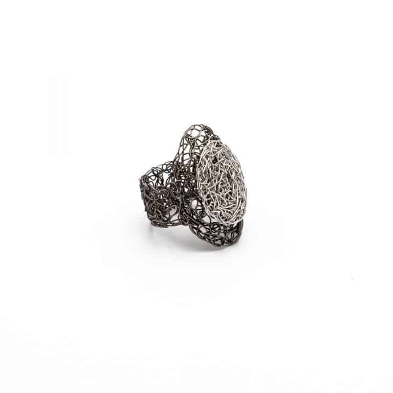 view of adjustable ring in silver