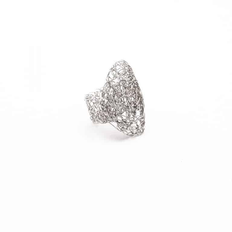 view of adjustable ring in silver