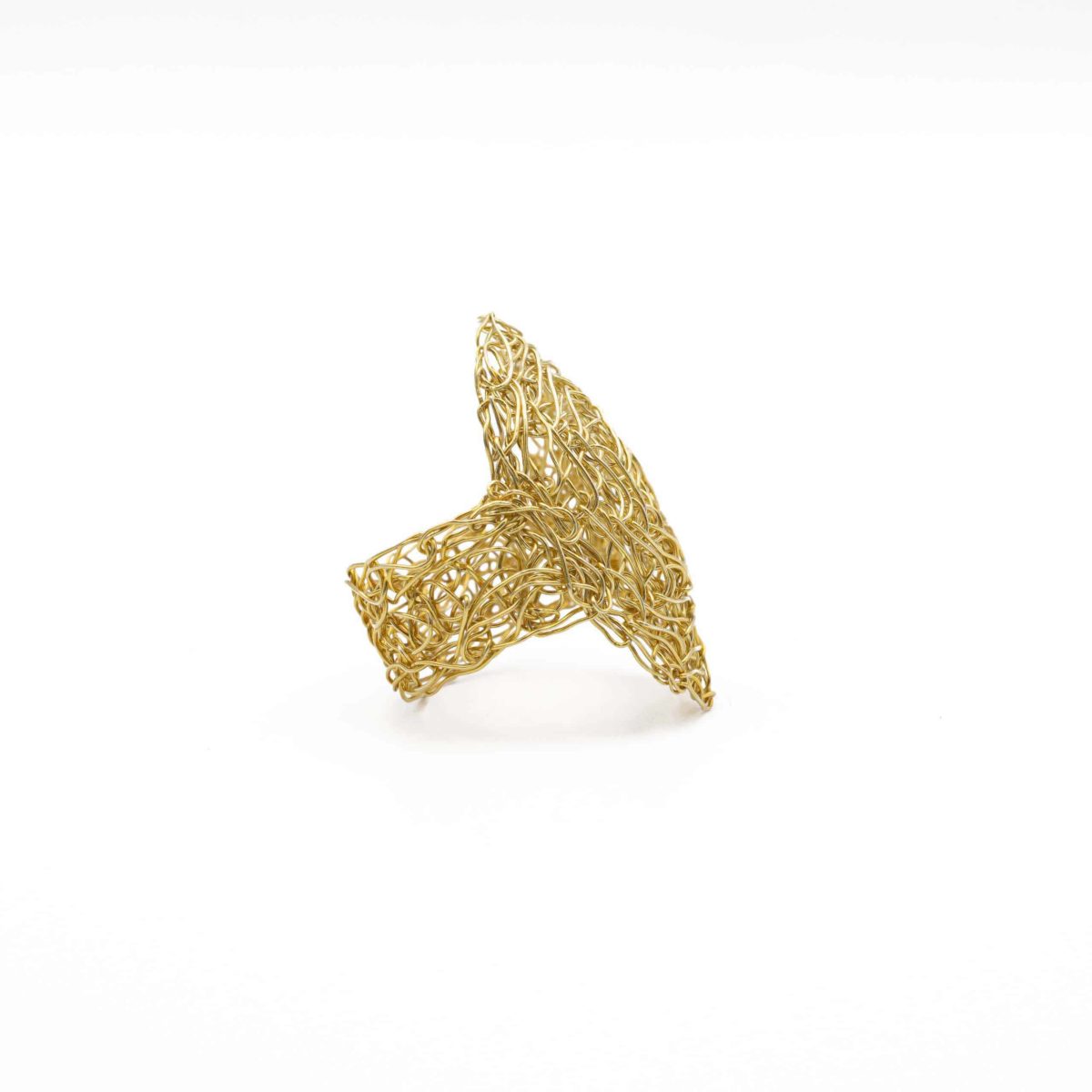 side view of adjustable ring in gold